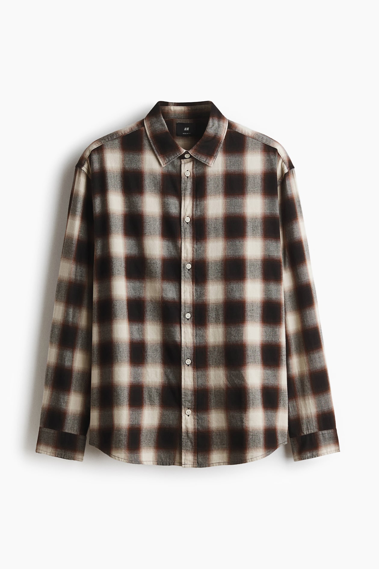 Loose Fit Flannel shirt Dark brown/Checked Men H&M IN