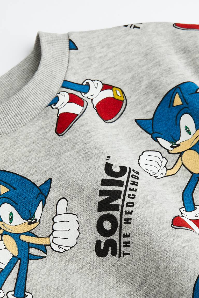 Oversized printed sweatshirt Grey marl/Sonic the Hedgehog Kids