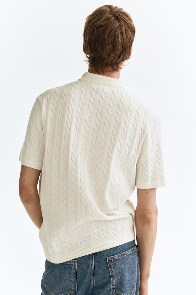 Regular Fit Cable-knit shirt-White - 3
