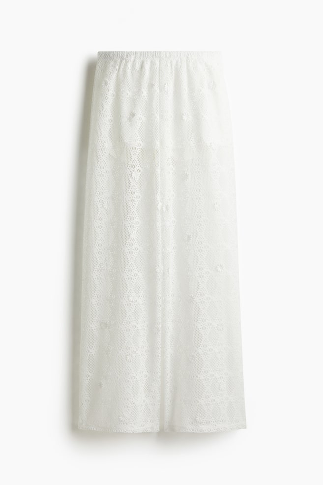 Hole-patterned trousers - Cream - 1