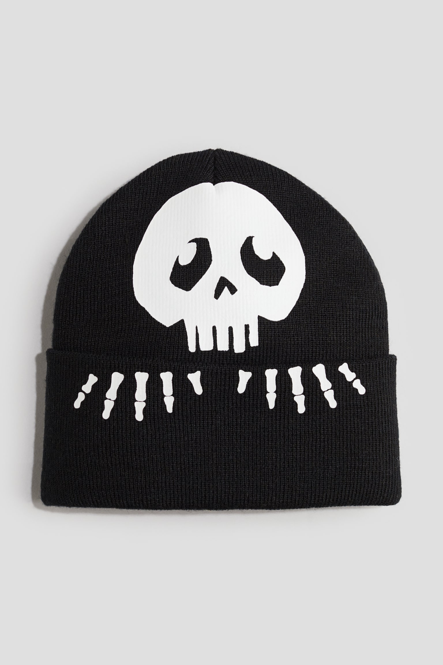 Print Design Beanie - Black/Skull - 1