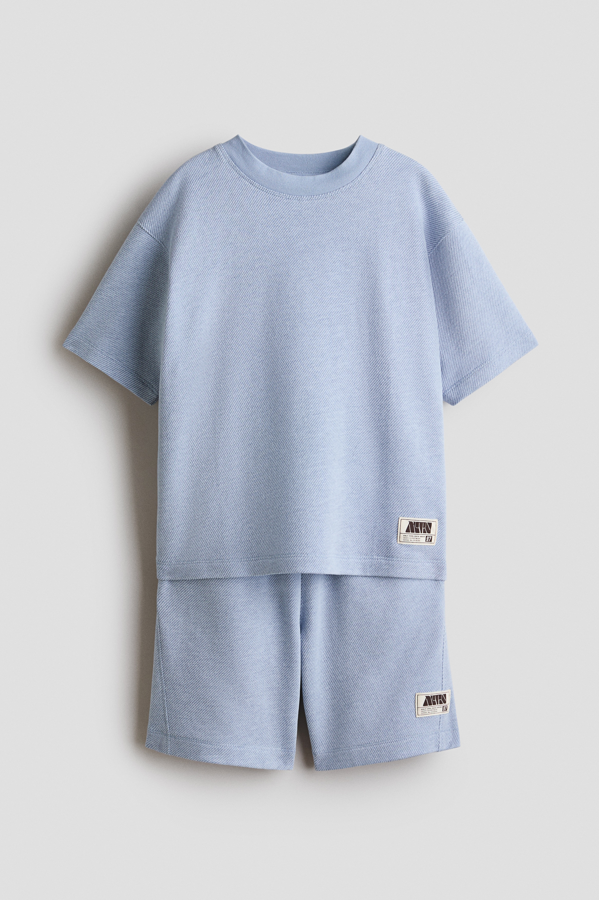 Conjunto de 2 piezas en punto texturizado - Azul claro/Beige claro