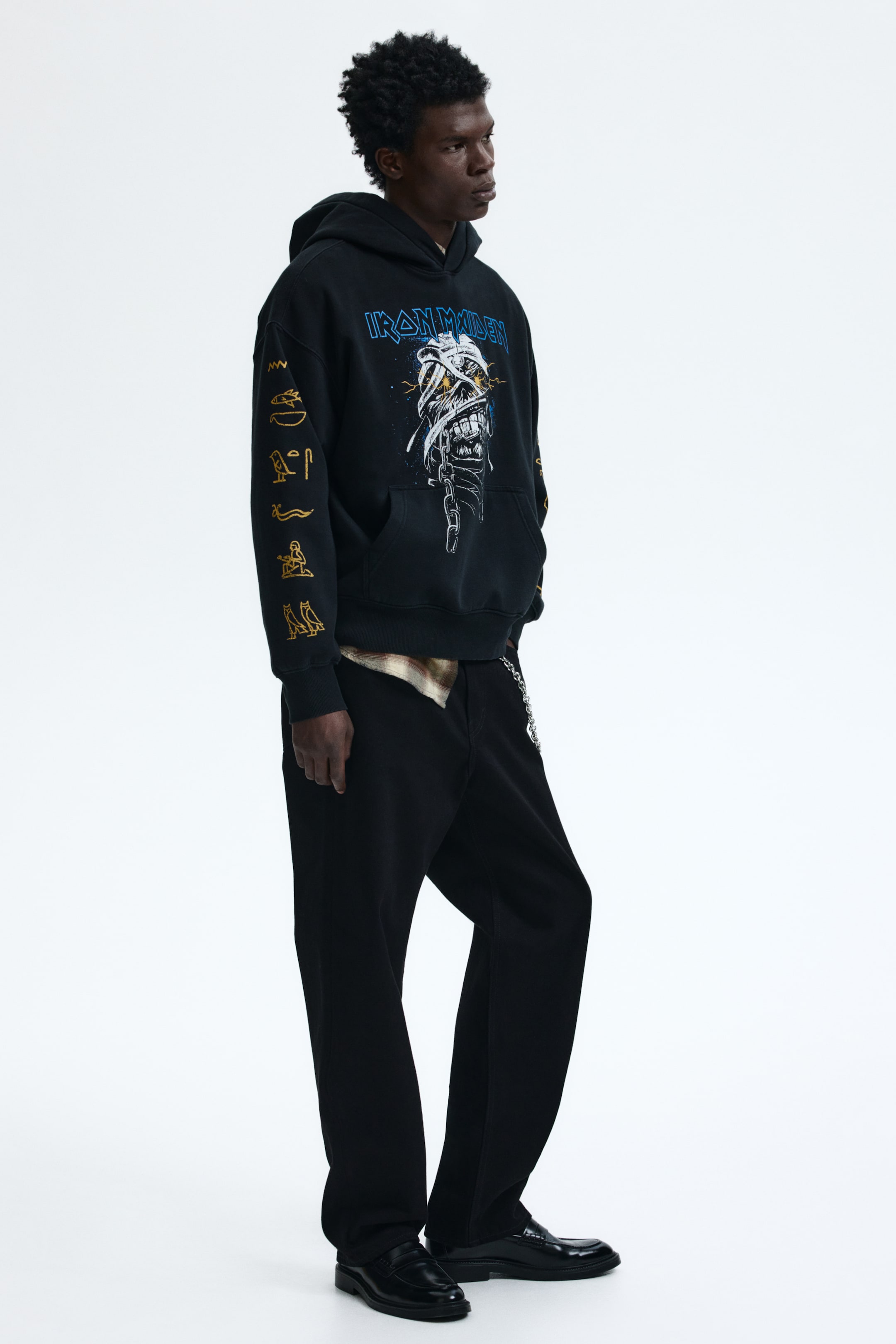 이미지 확대 보기: 오버사이즈핏 프린트 후드티 - 블랙/Iron Maiden - Men | H&M KR 2