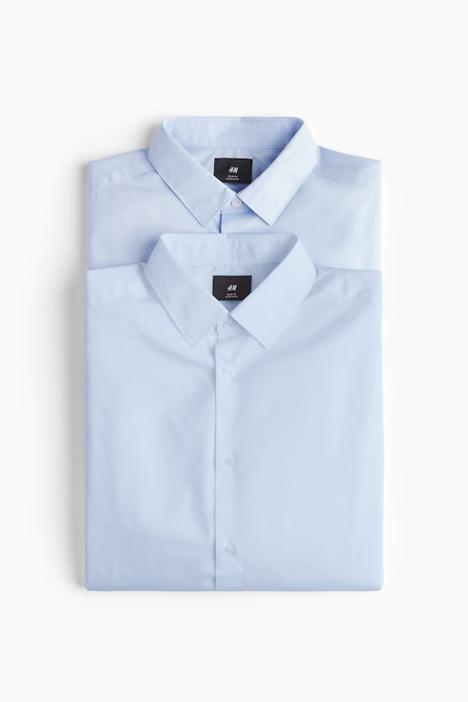 2-Pack Slim-Fit Easy-Iron Shirts - Light blue - 1