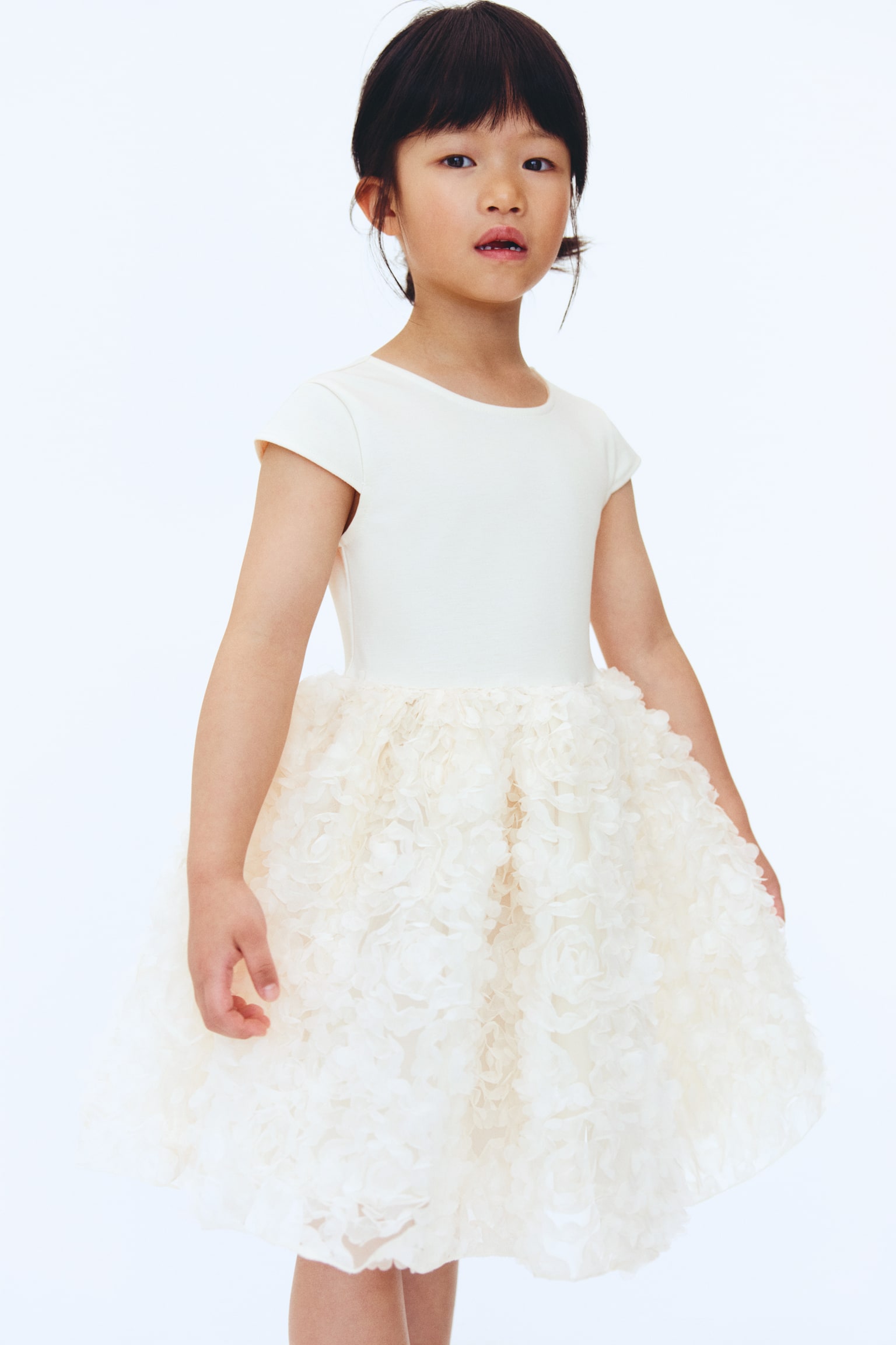 Kleid mit Blütenapplikationen - Cremefarben - 5