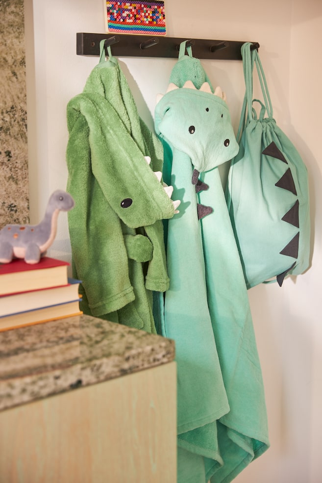 Hooded bath towel - Mint green/Dinosaur/Light grey/Bear/Dark beige/Bear/Light pink/Rabbit/dc/dc - 2