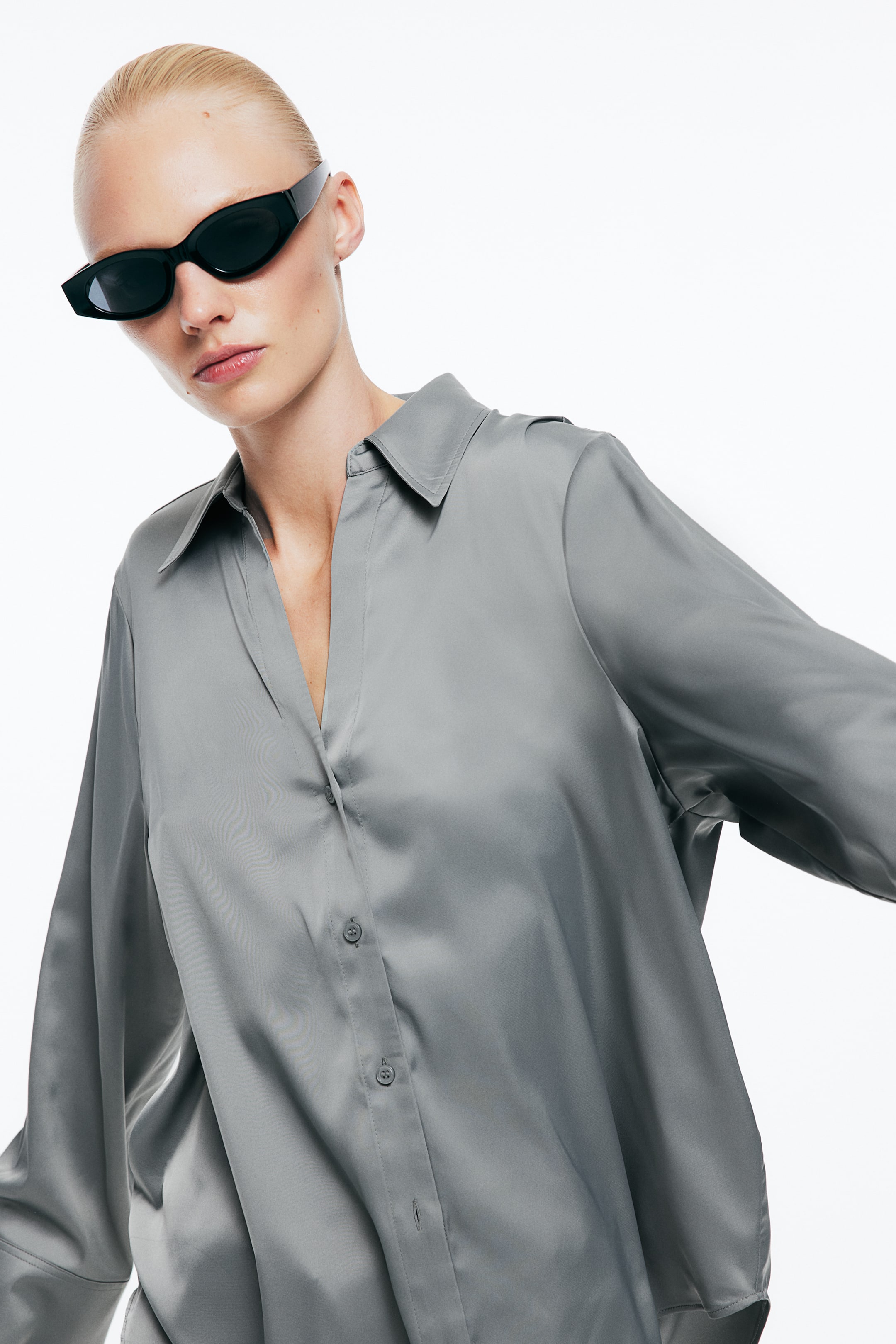 V-neck Blouse - Gray - Ladies | H&M US