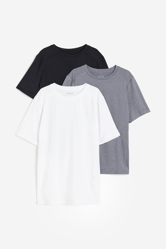 3er-Pack DryMove™-Sportshirts - Weiß/Schwarz/Graumeliert/Blau/Grau - 1