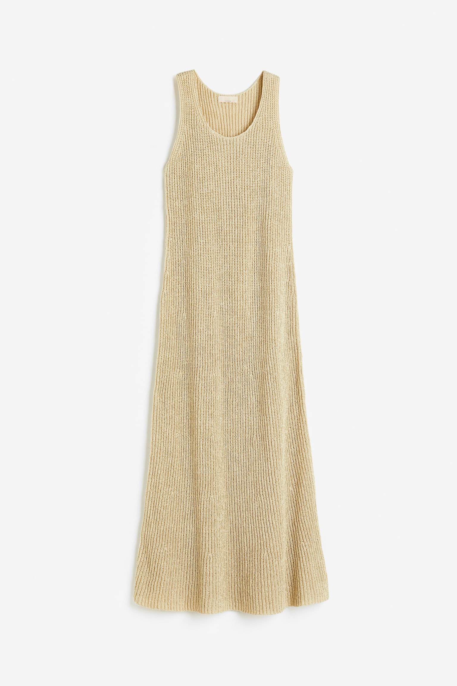 Rib Knit Silk Blend Dress - Light yellow/Black - 1