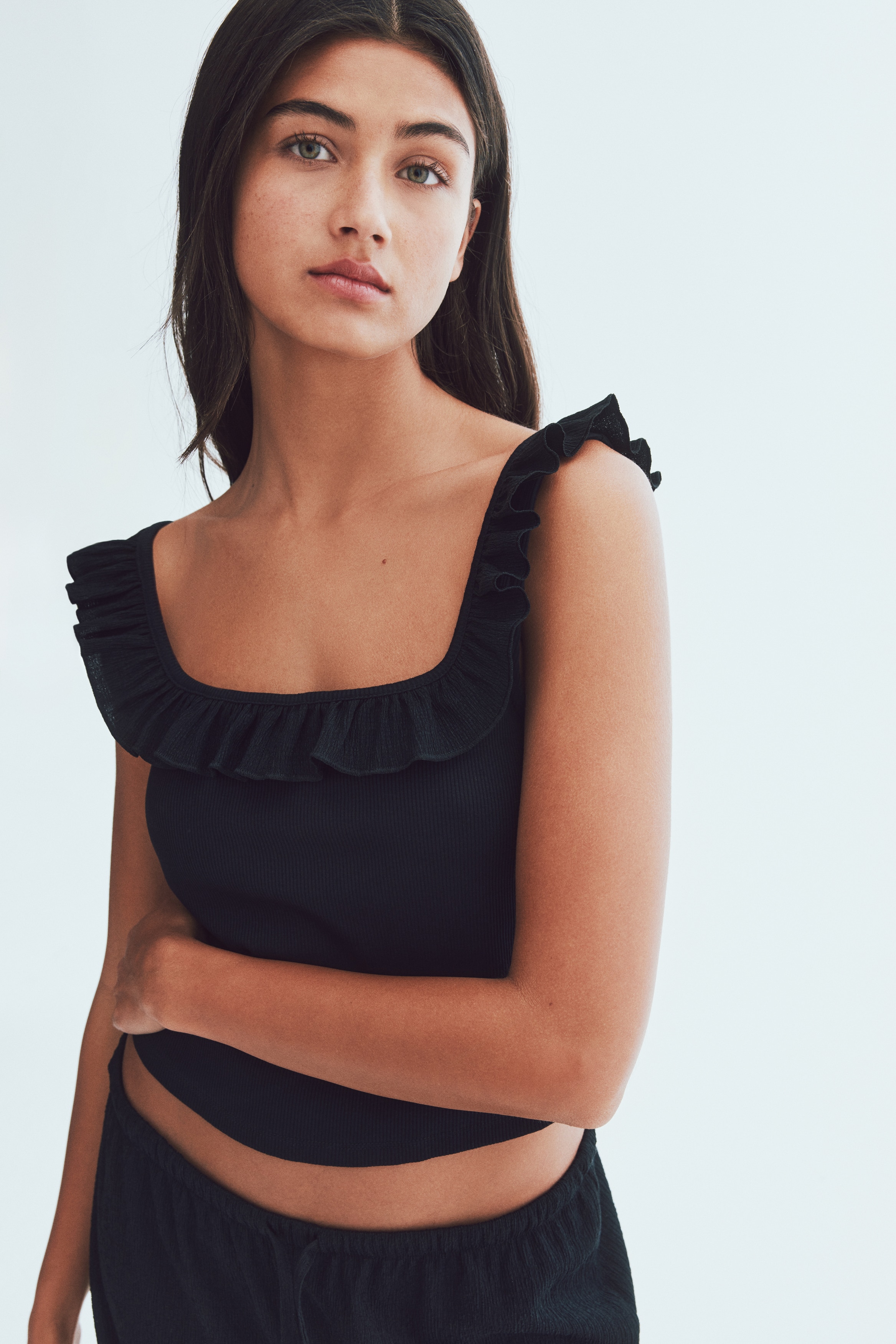 Frill-trimmed vest top