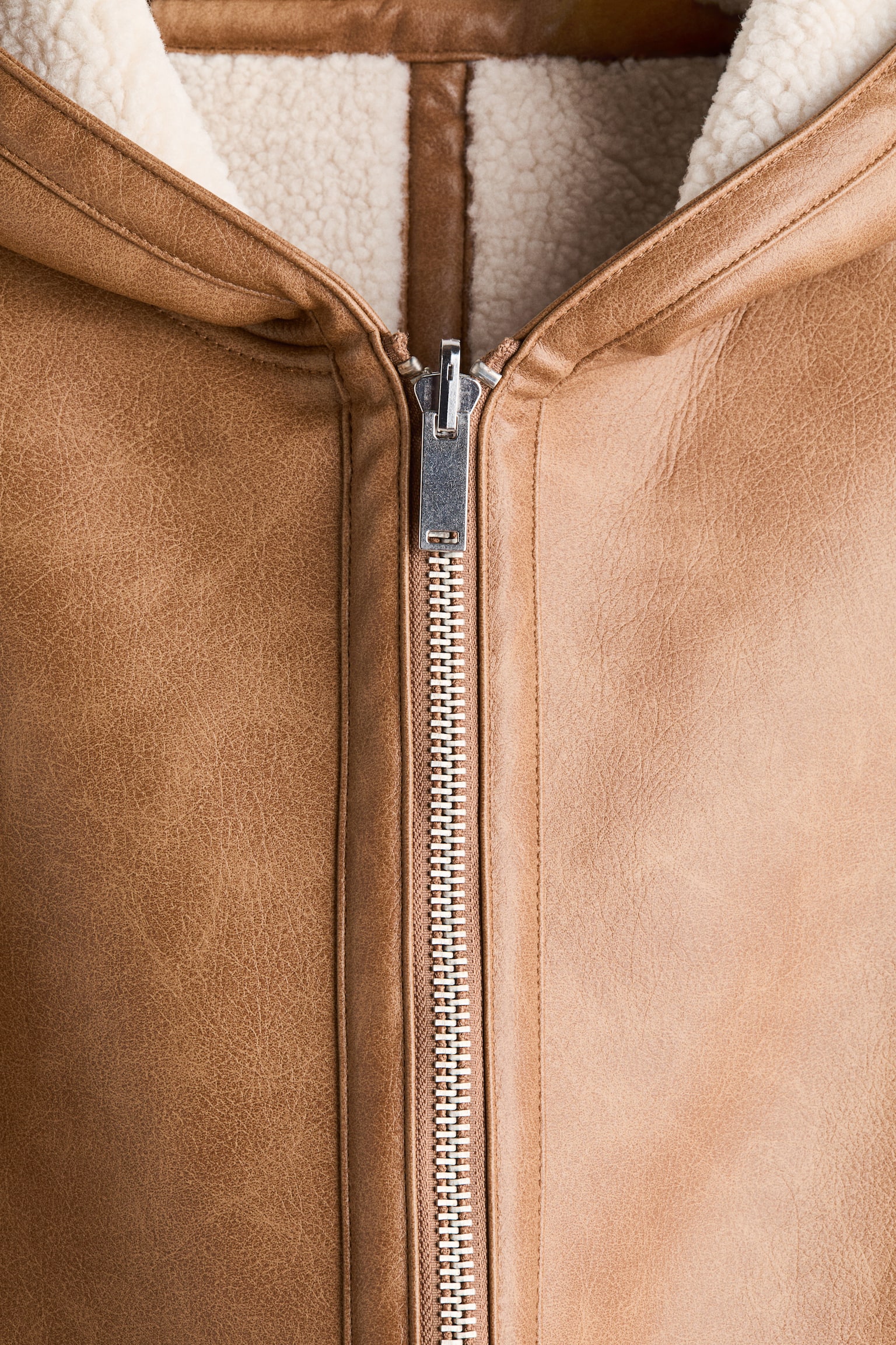 Мужская куртка H&M Reversible Aviator, цвет: Коричневый / Кремовый — фото 3