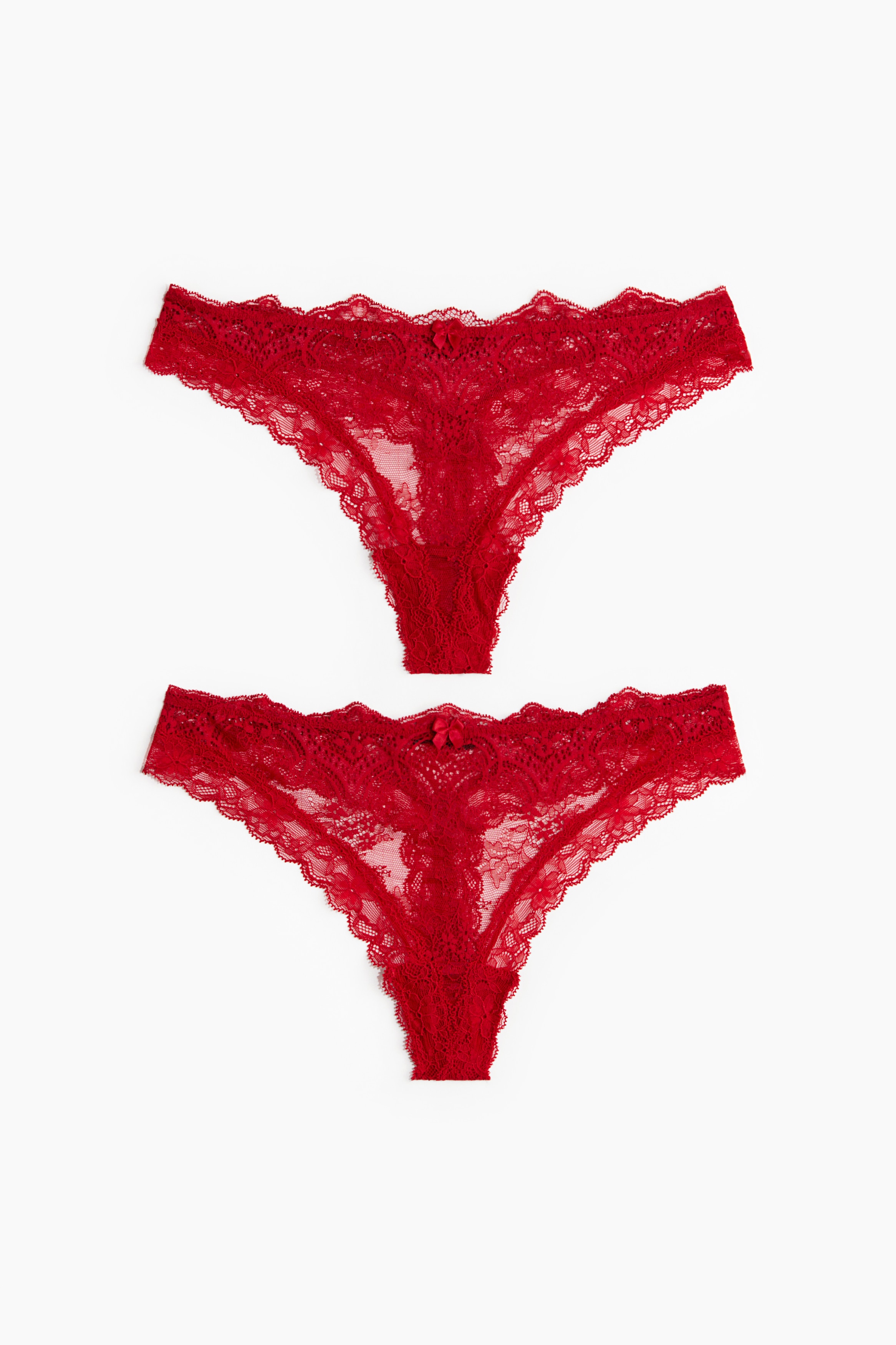 2-Pack Lace Thong Briefs - Red/Dark red