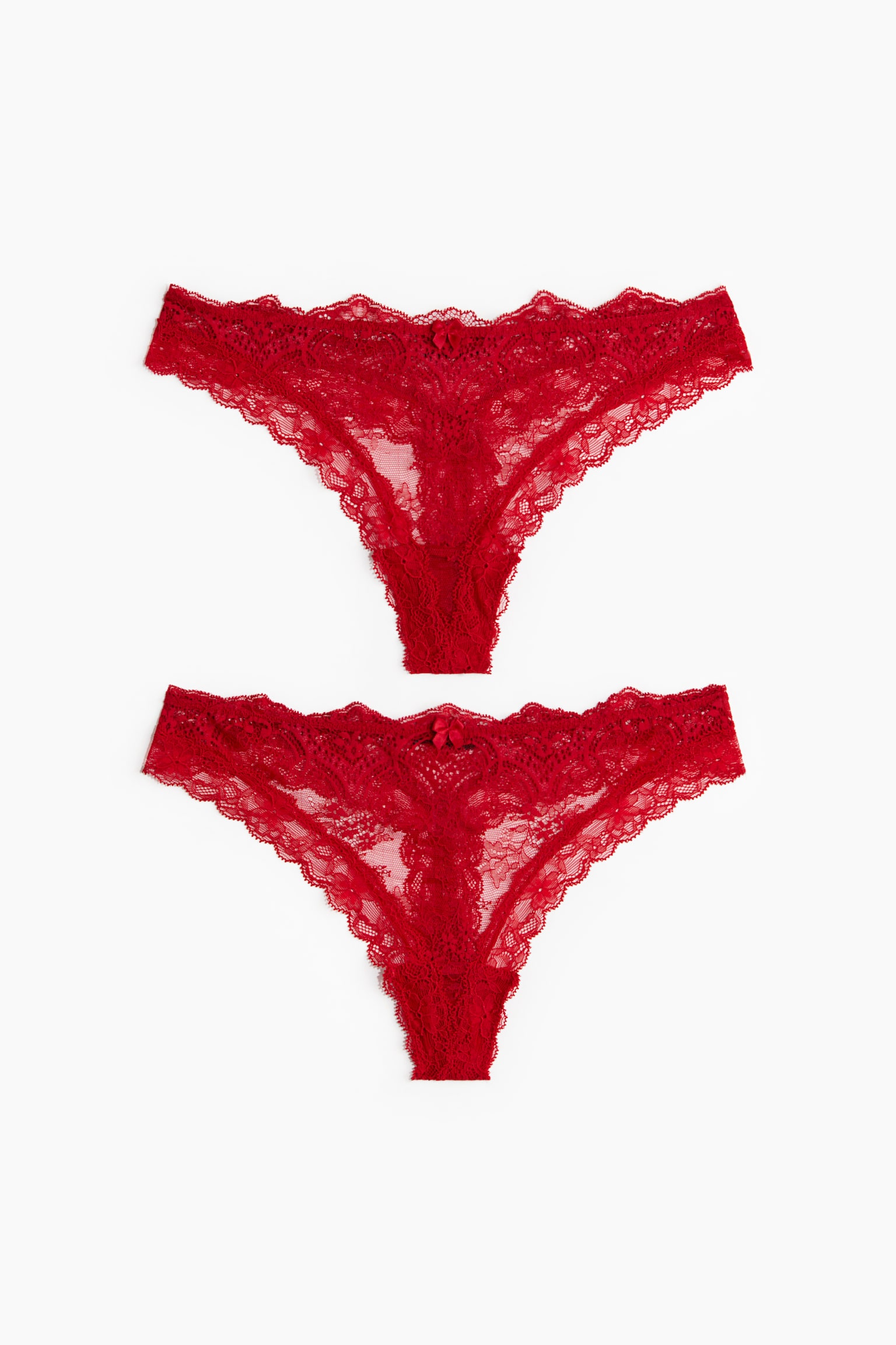 2-Pack Lace Thong Briefs - Red/Black - 2