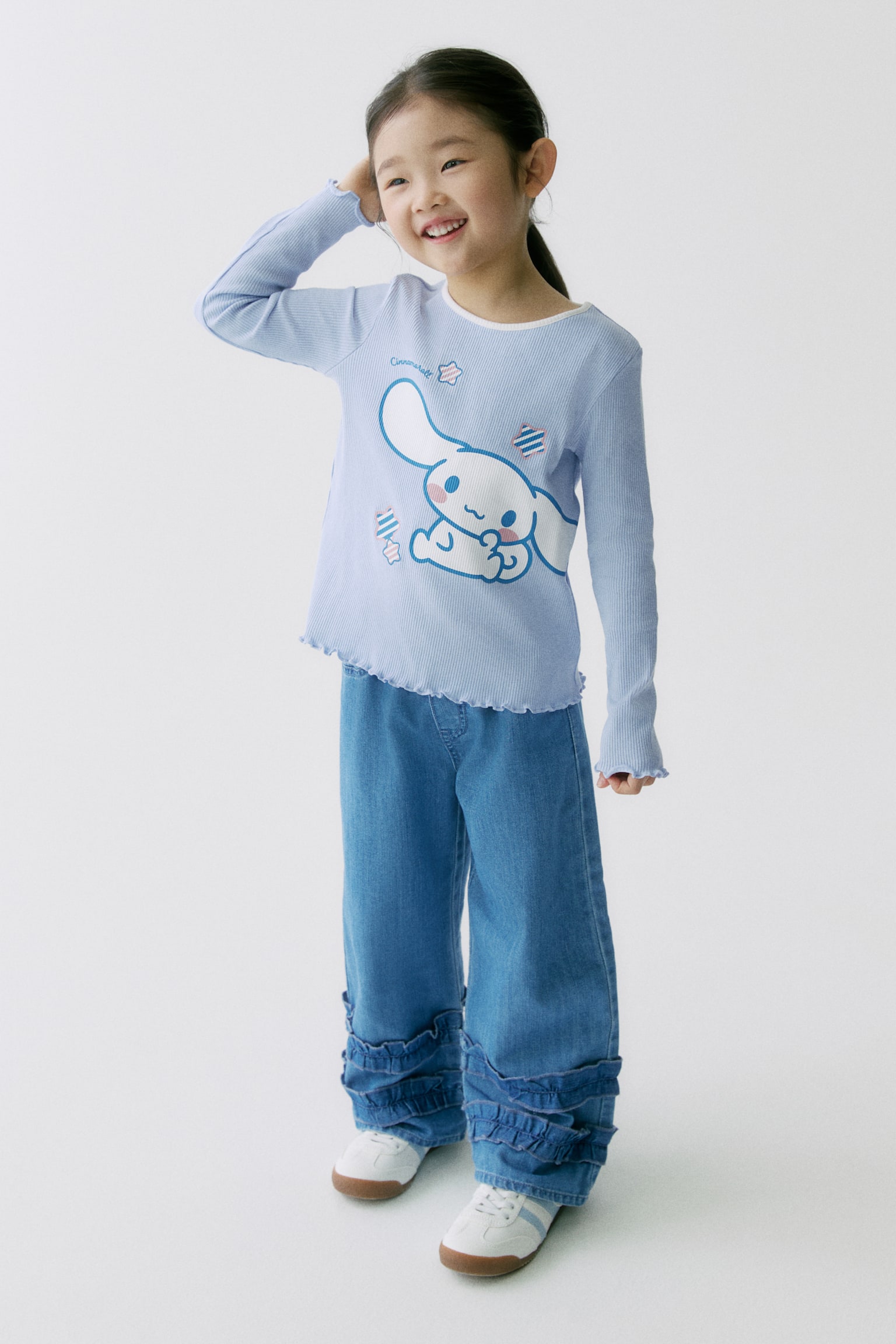 プリント長袖トップス - ライトブルー／シナモロール/クリーム／シナモロール/ネイビーブルー／ハローキティ - 1