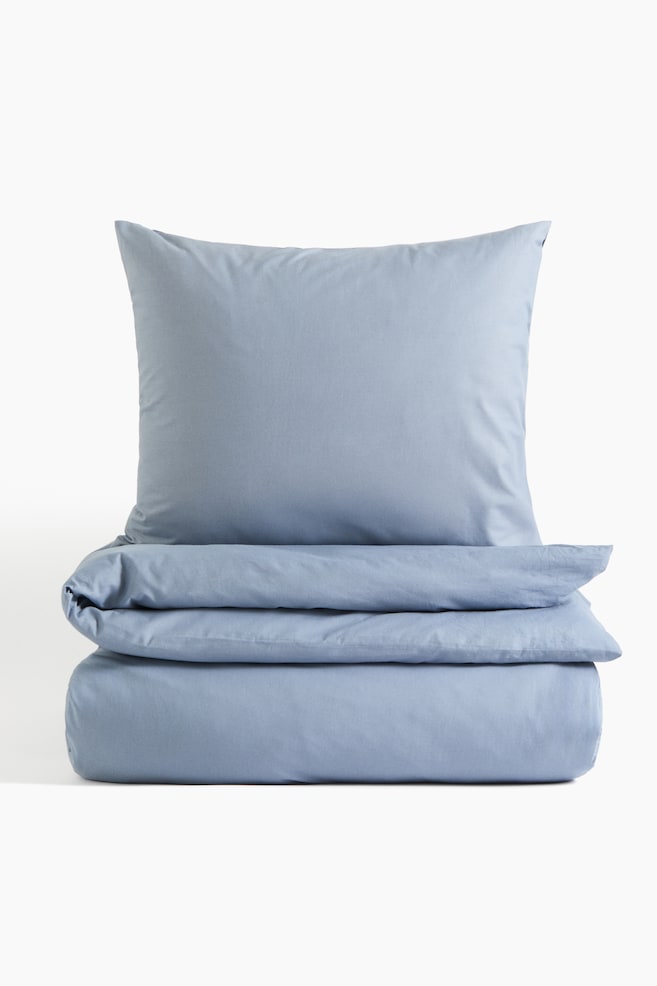 Cotton single duvet cover set - Dusty blue/White/Khaki green/Dark brown/Light pink/Light beige/Greige/Dark green/Light khaki green/Dusty pink/Grey/Mole/Brown - 1