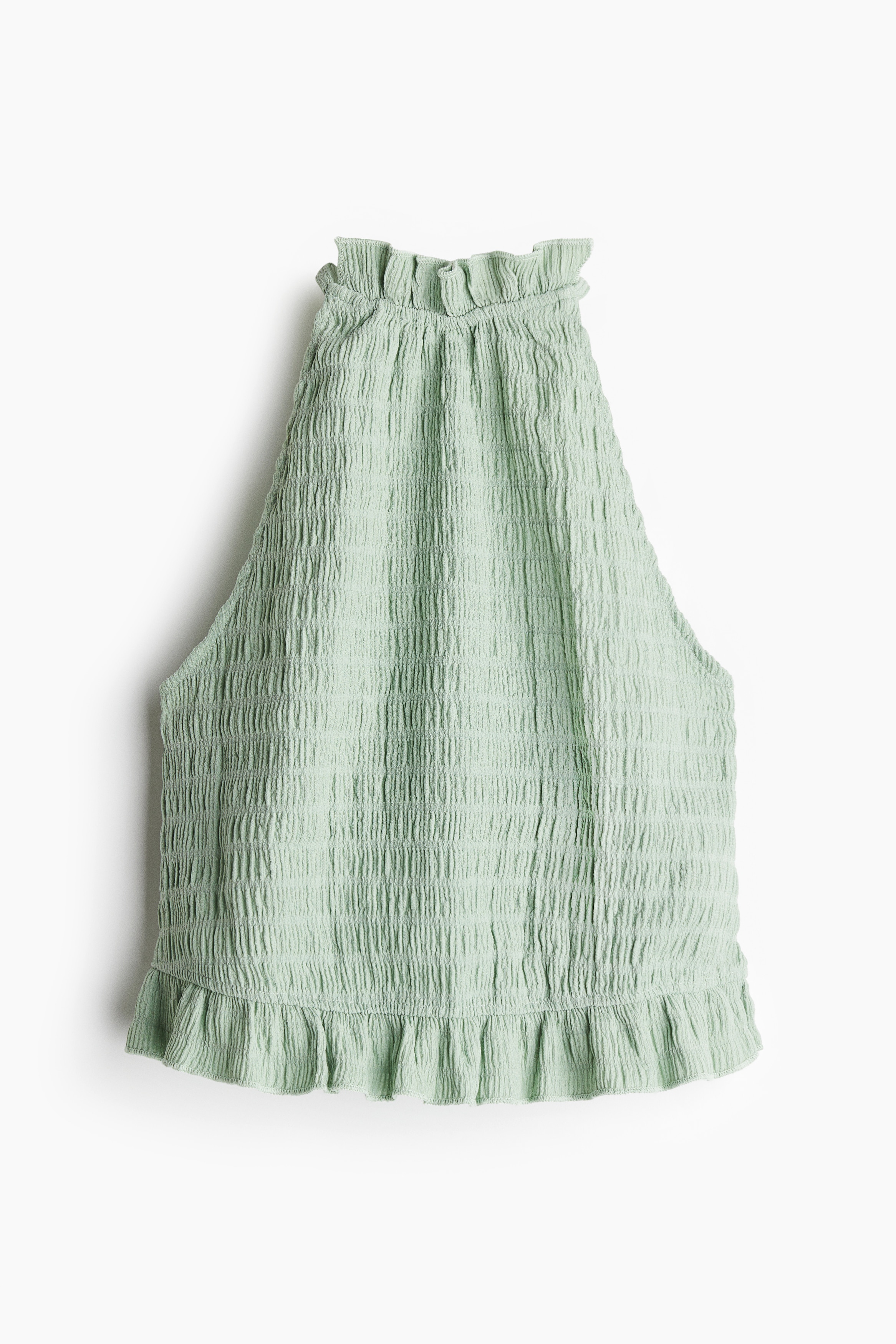 Strukturmønstret halterneck-topp - Lys tåkegrønn/Cream