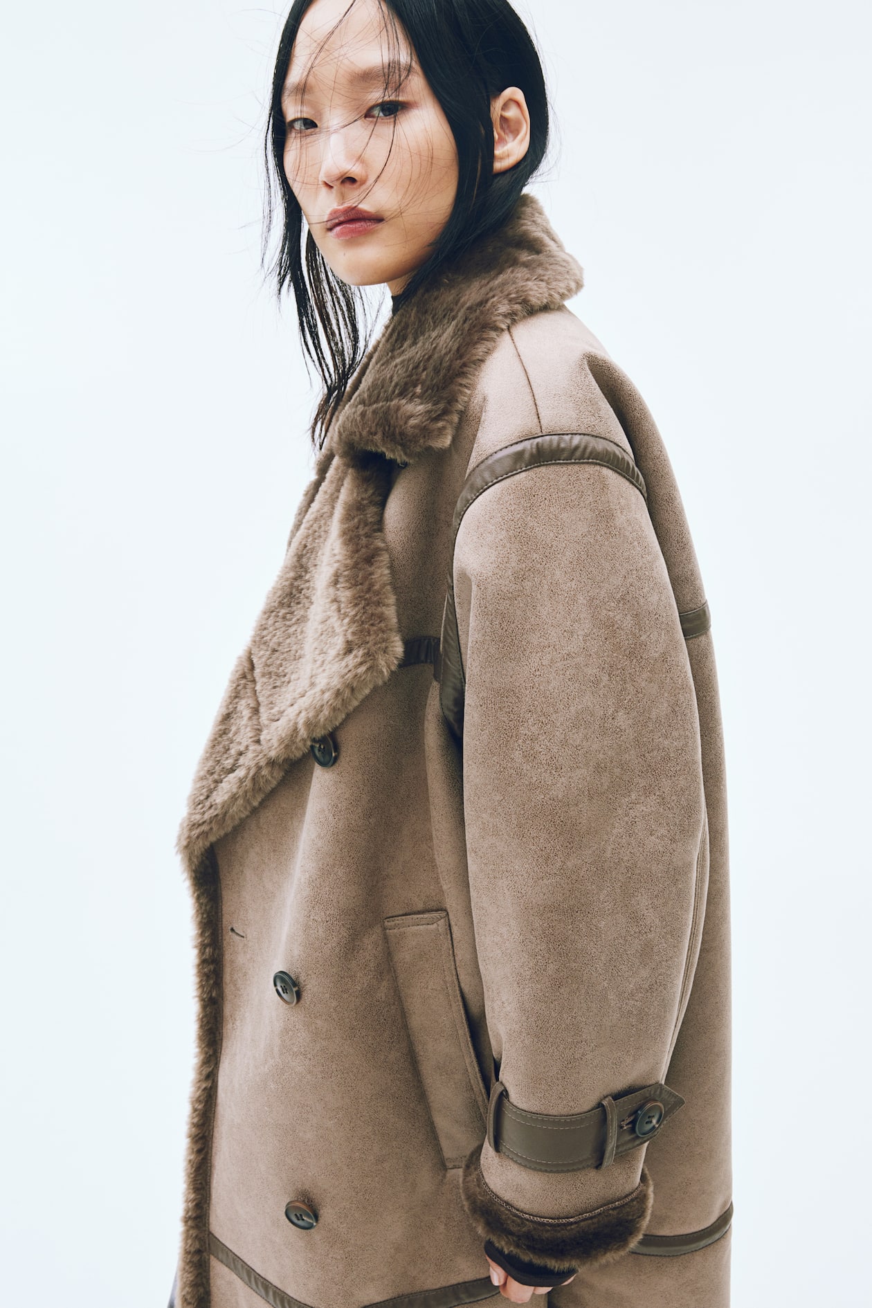 Manteau oversize Taupe FEMME H&M BE