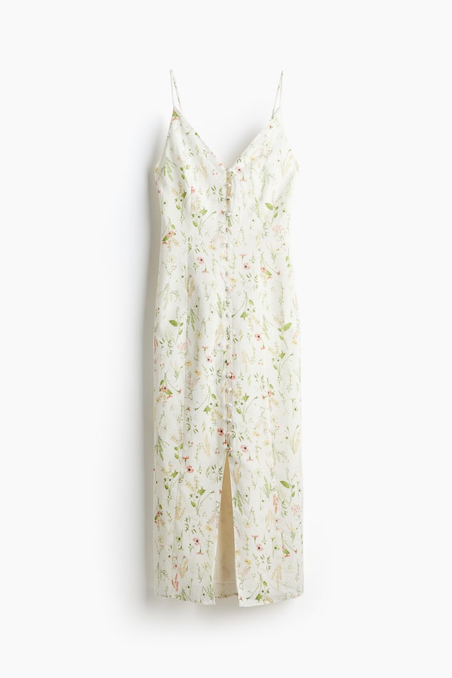 Linen-blend dress - White/Floral - 1
