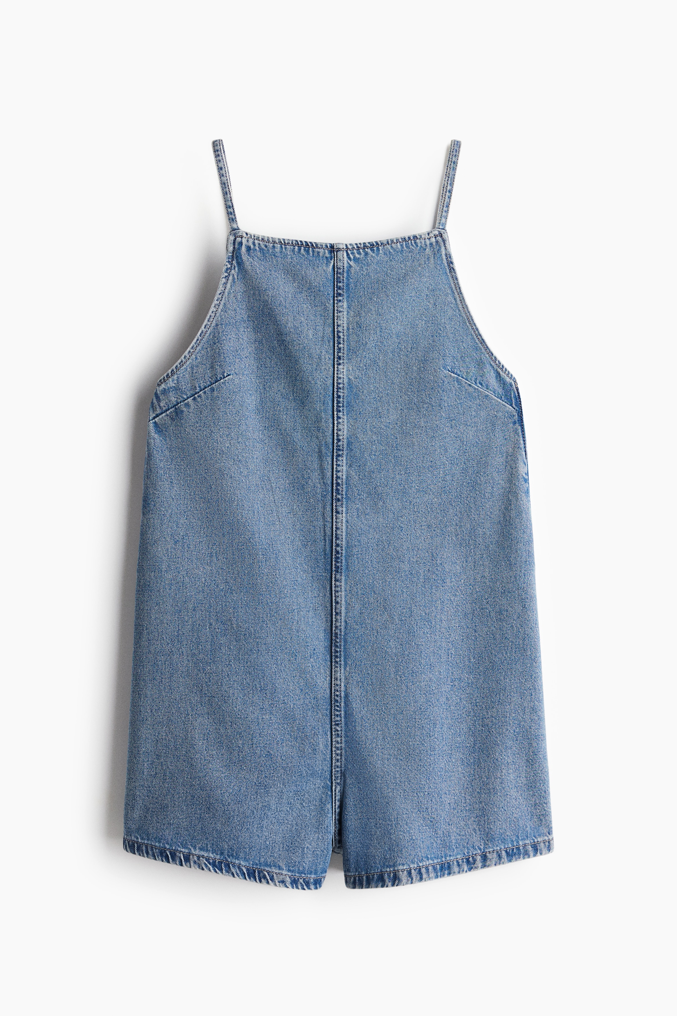Playsuit med firkantet hals - Denimblå/Hvit