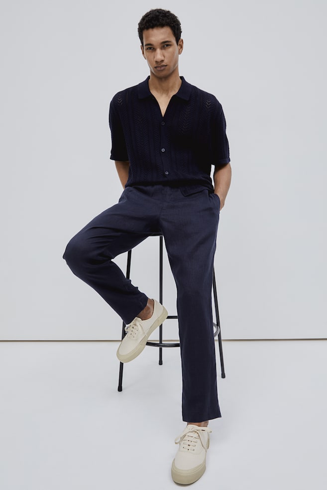 Regular Fit Linen trousers - Navy blue/Cream/Black/Light beige/dc/dc - 1