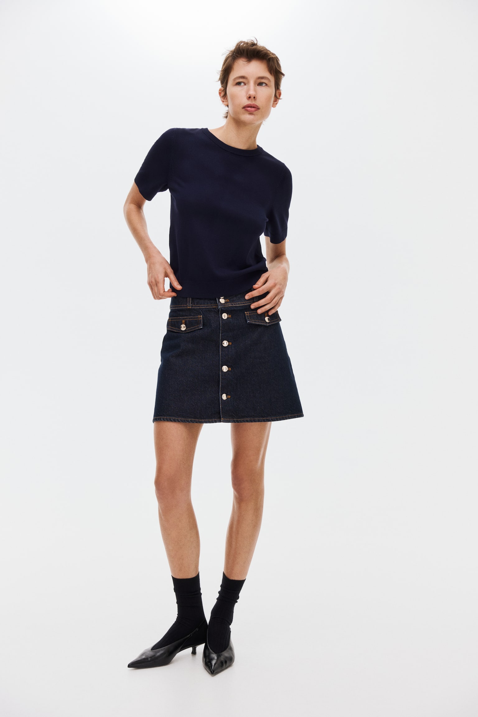 Áo dệt kim mịn - Màu xanh tím than/Màu be xám đốm/Màu vàng lợt/Màu vàng - 4