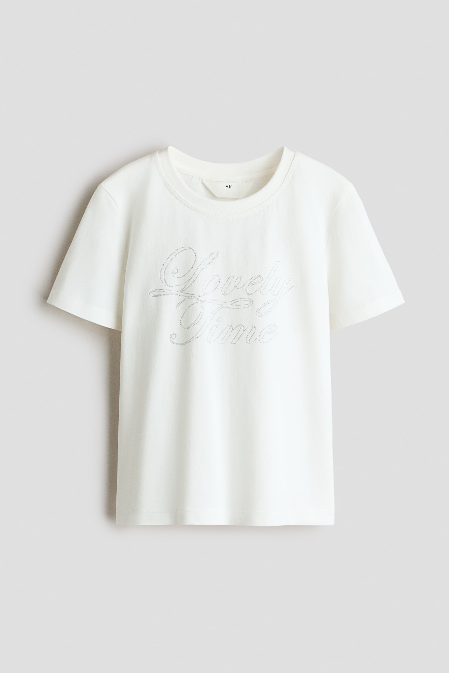 Áo thun cotton có hoạ tiết - Màu trắng/Lovely Time/Màu hồng phấn/Paris