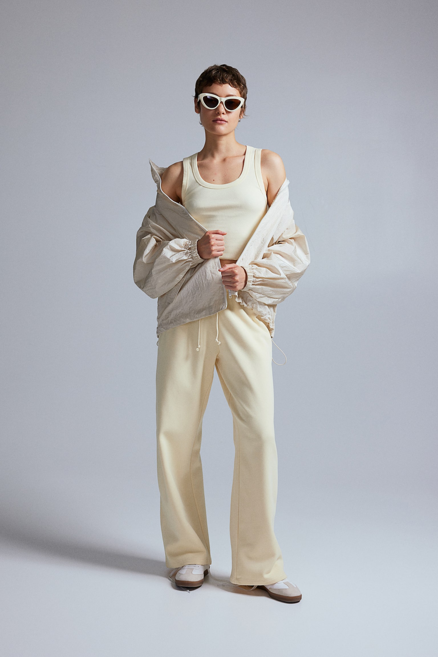 Wide Leg Track Pants - Light yellow/Dark grey/Light grey marle/Navy blue/White/Light greige/Black - 1