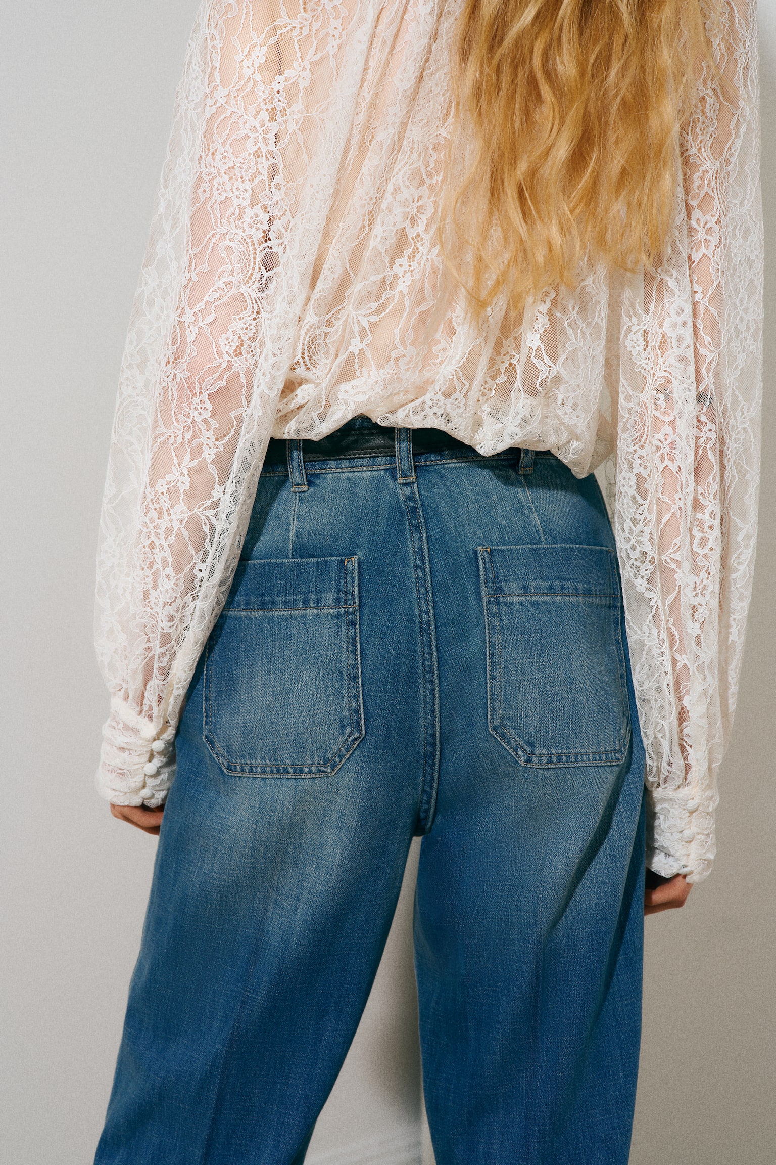 Straight High Waist Jeans - כחול ג'ינס - 7