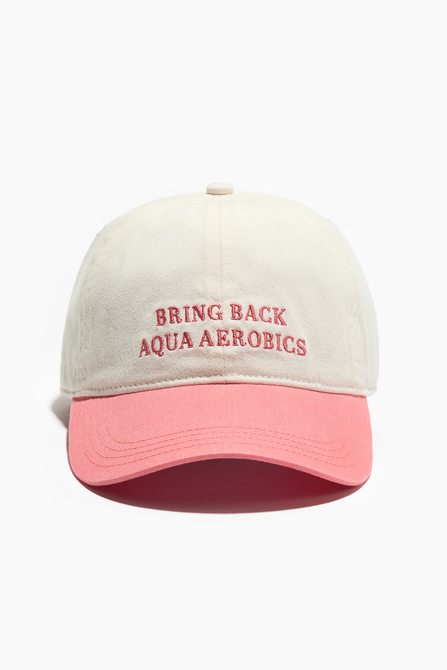 圖案棉質斜紋鴨舌帽 - 水洗番石榴色/Aqua Aerobics - 1
