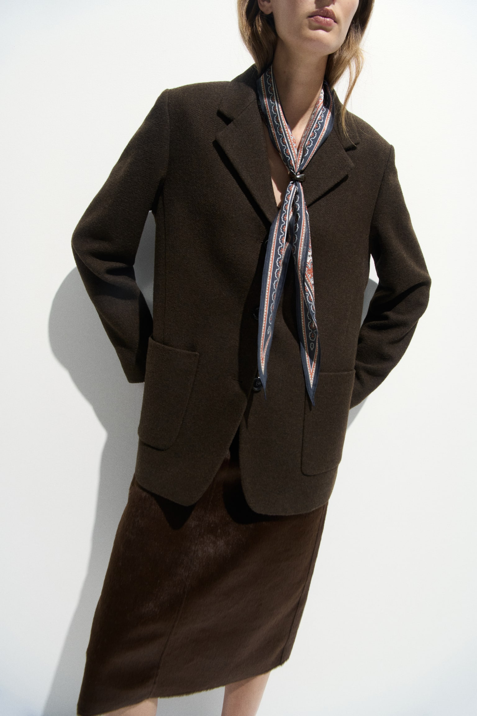 Bead-detail neck scarf - Navy blue/Patterned/White/Zebra print - 3