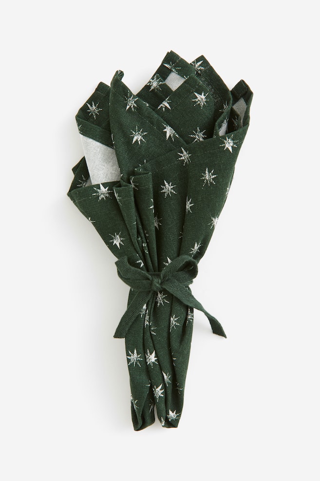 2-pack cotton napkins - Green/Stars/Red/Stars - 1