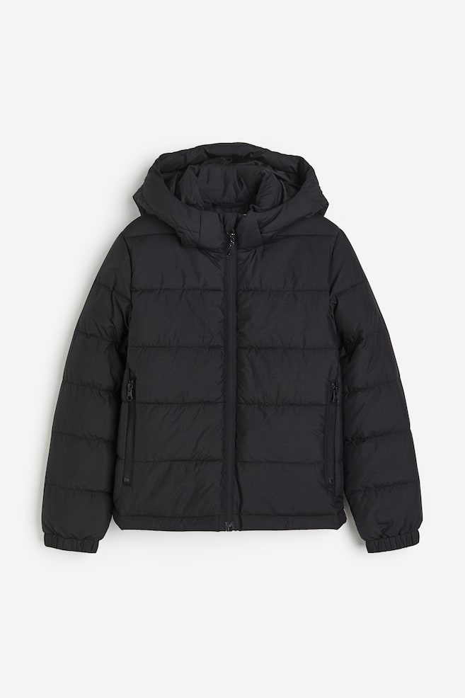 Quilted puffer jacket - Black - 1