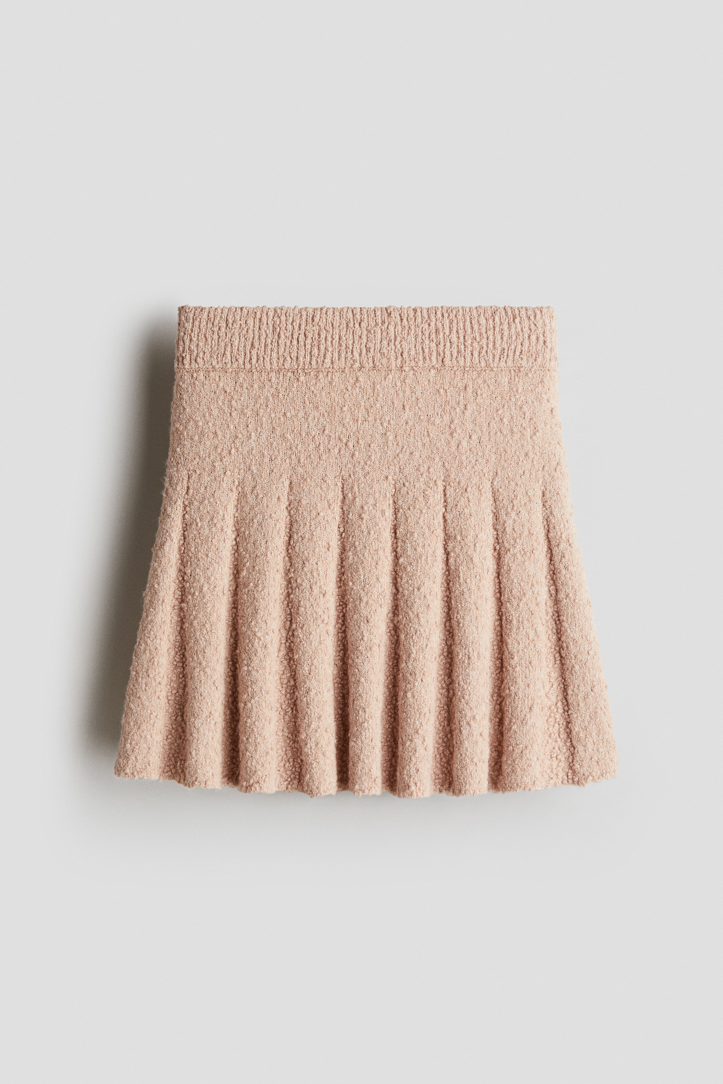 Gonna a pieghe in maglia bouclé - Rosa polvere