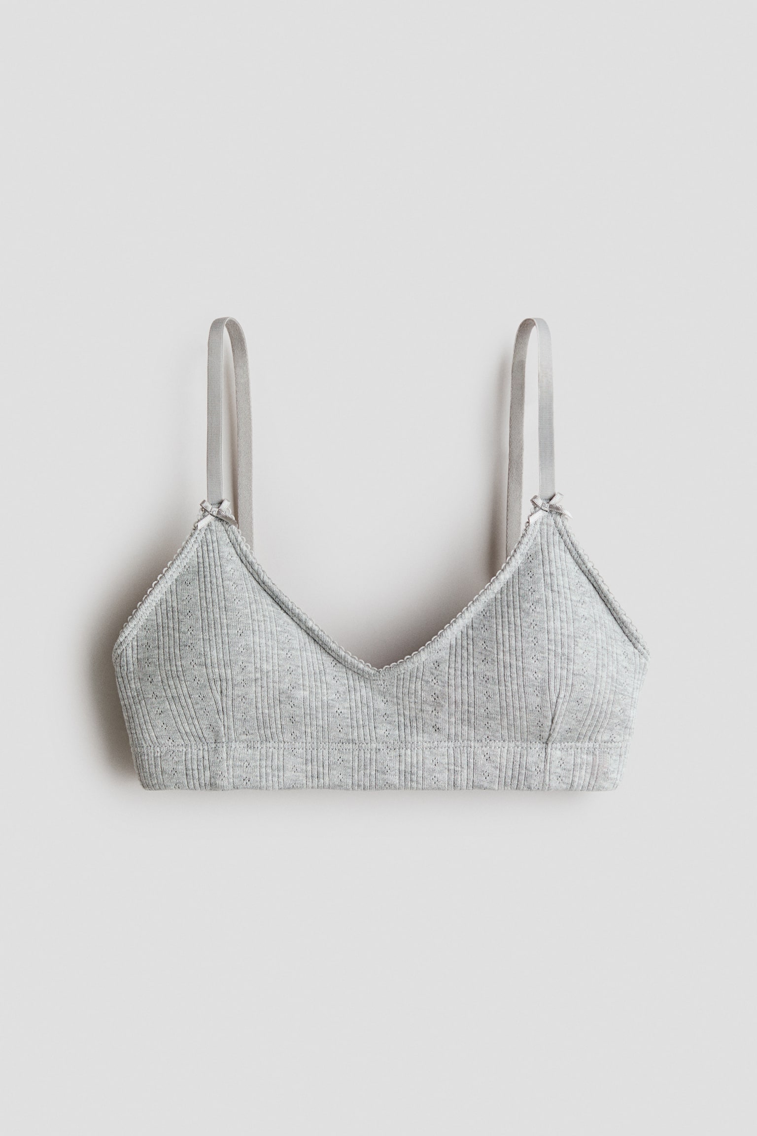 Padded cotton pointelle crop top - 1