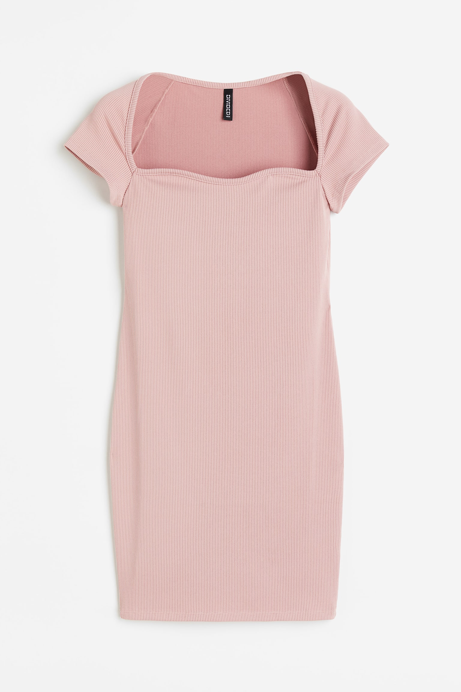 Rib Bodycon Dress - Light pink/Black - 1