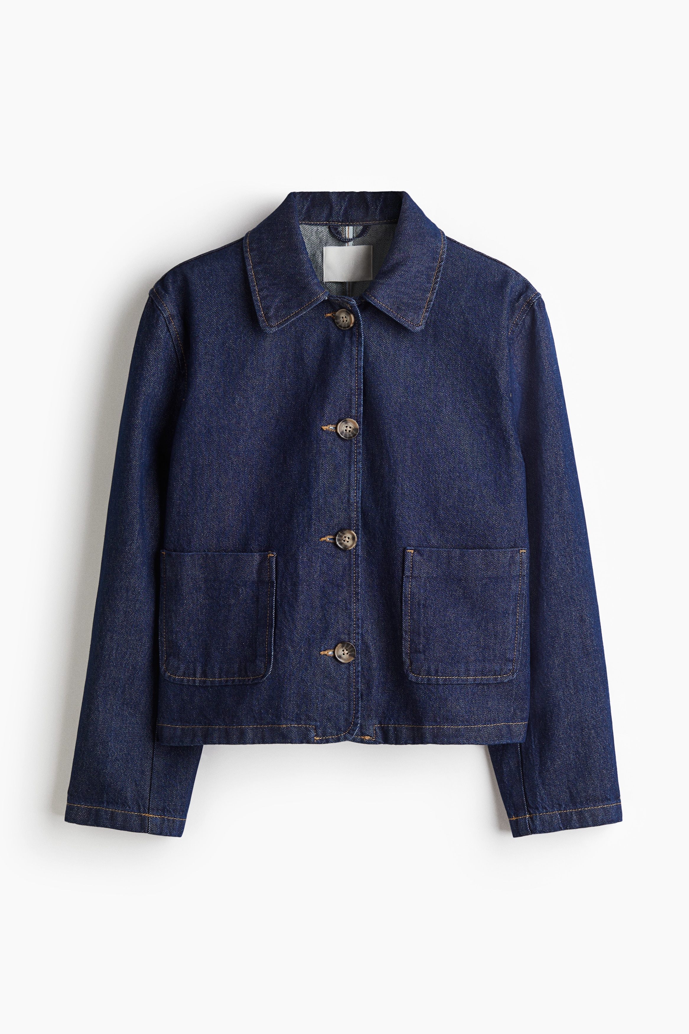 Twill Jacket with Collar - Denim blue/Brick red