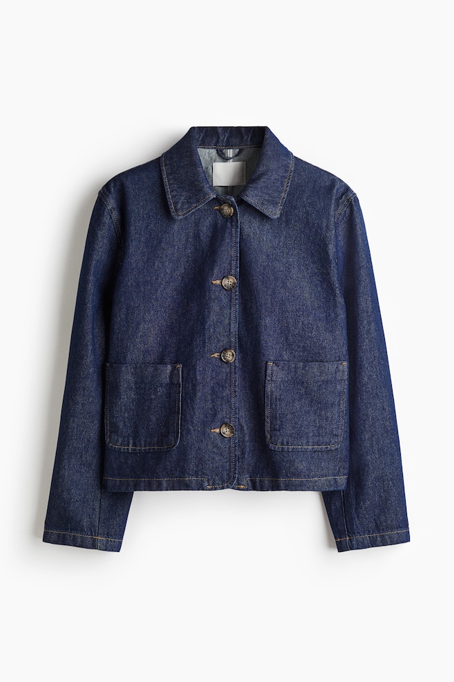 Collared twill jacket - Denim blue - 1