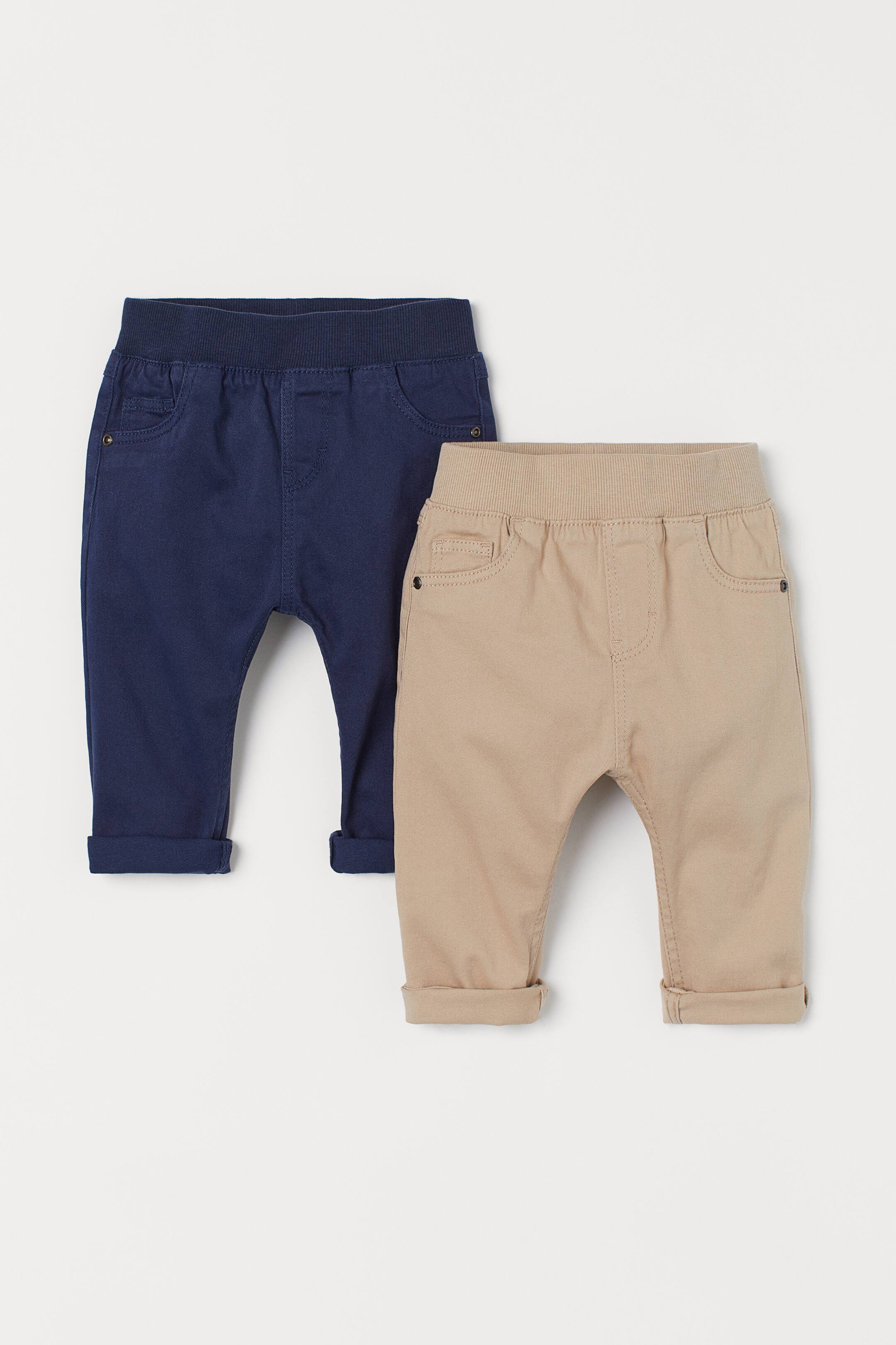 Grotere afbeelding bekijken: Set van 2 pull-on broeken - Marineblauw/beige - KINDEREN | H&M BE 1