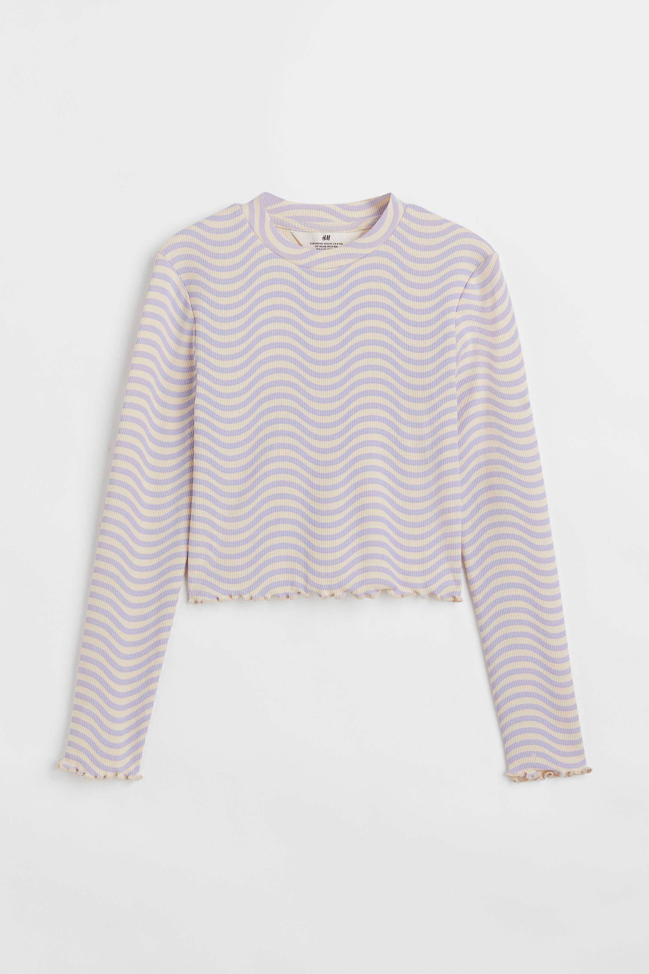 View larger image: Ribbed cotton jersey cropped top - Light pink/Patterned - Kids | H&M 1