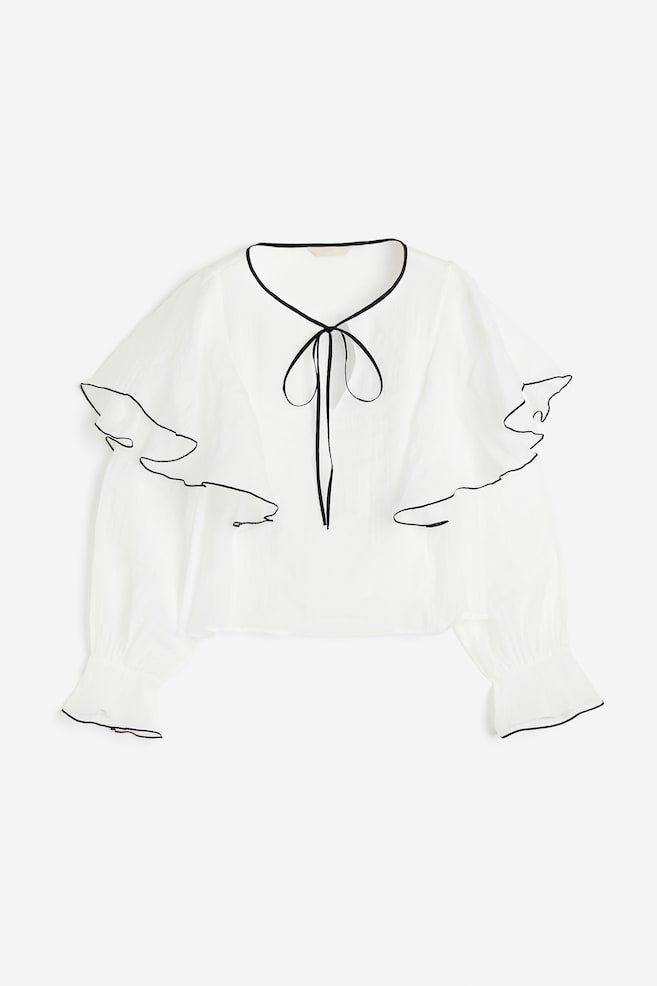 Flounce-trimmed blouse - White - 2