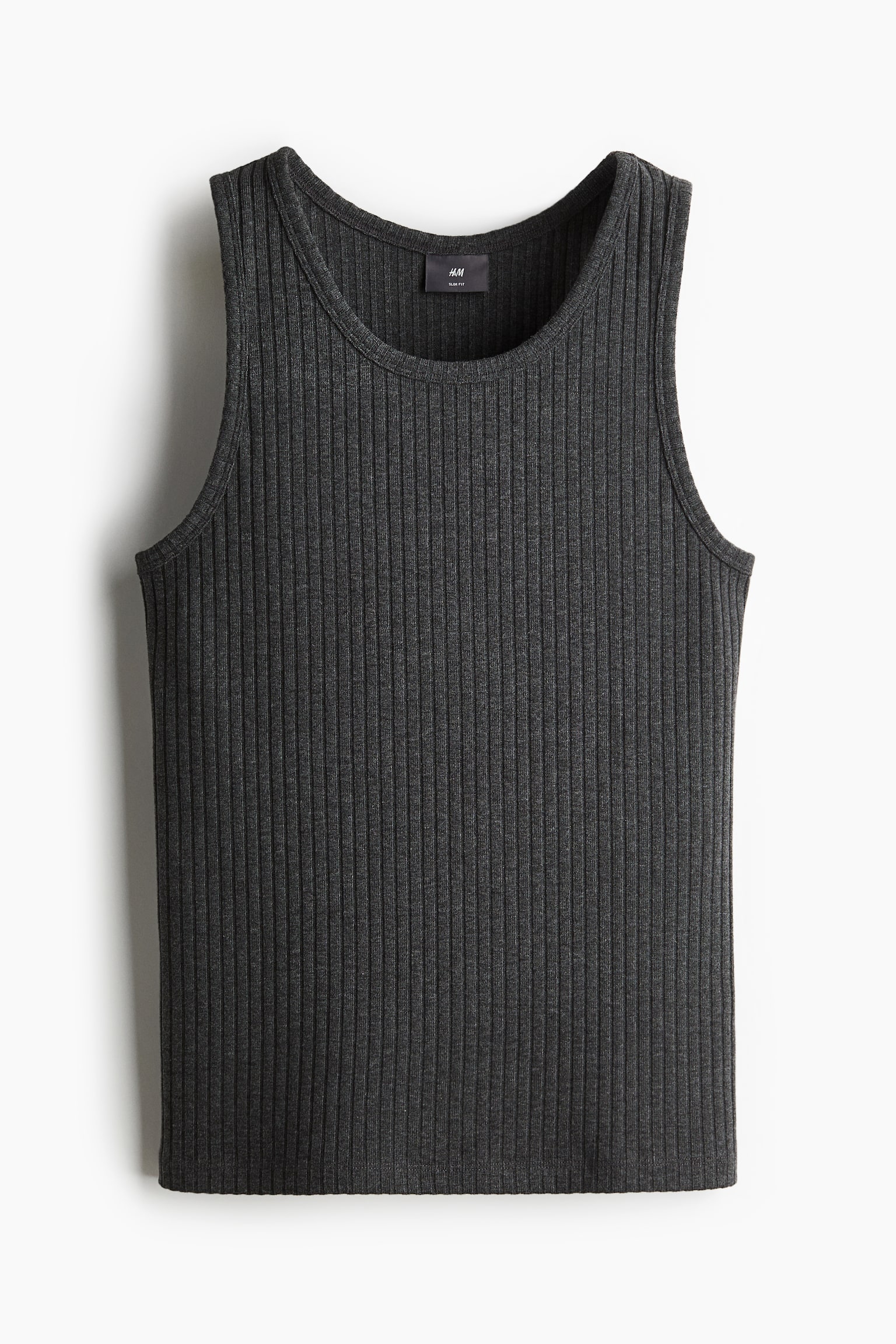 Slim Fit Wide-ribbed vest top - Dark grey marl/Black/Cream - 2