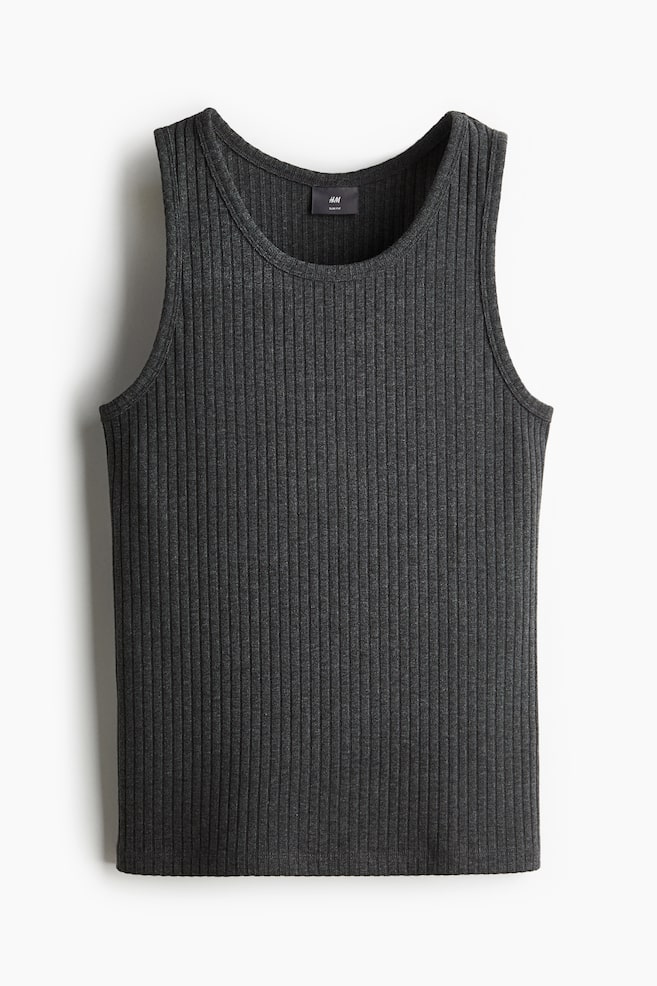 Breitripp-Tanktop in Slim Fit - Dunkelgraumeliert - 1