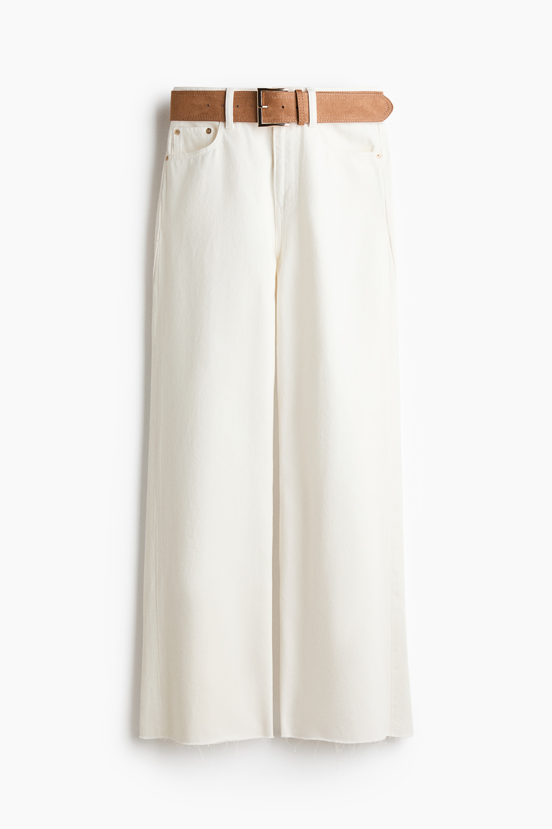 Wide High Waist Jeans - Wit