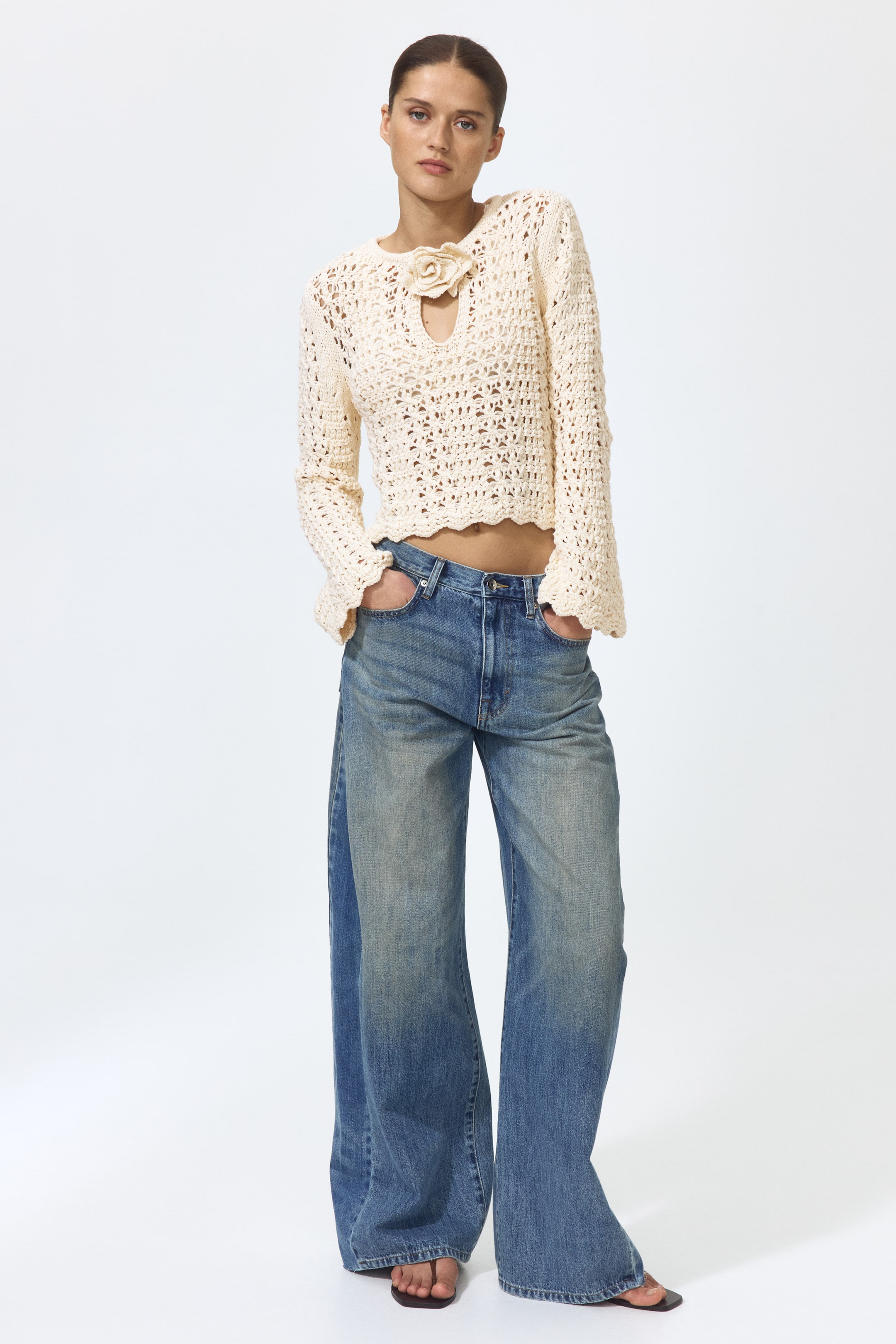 Appliquéd Crochet-Look Top