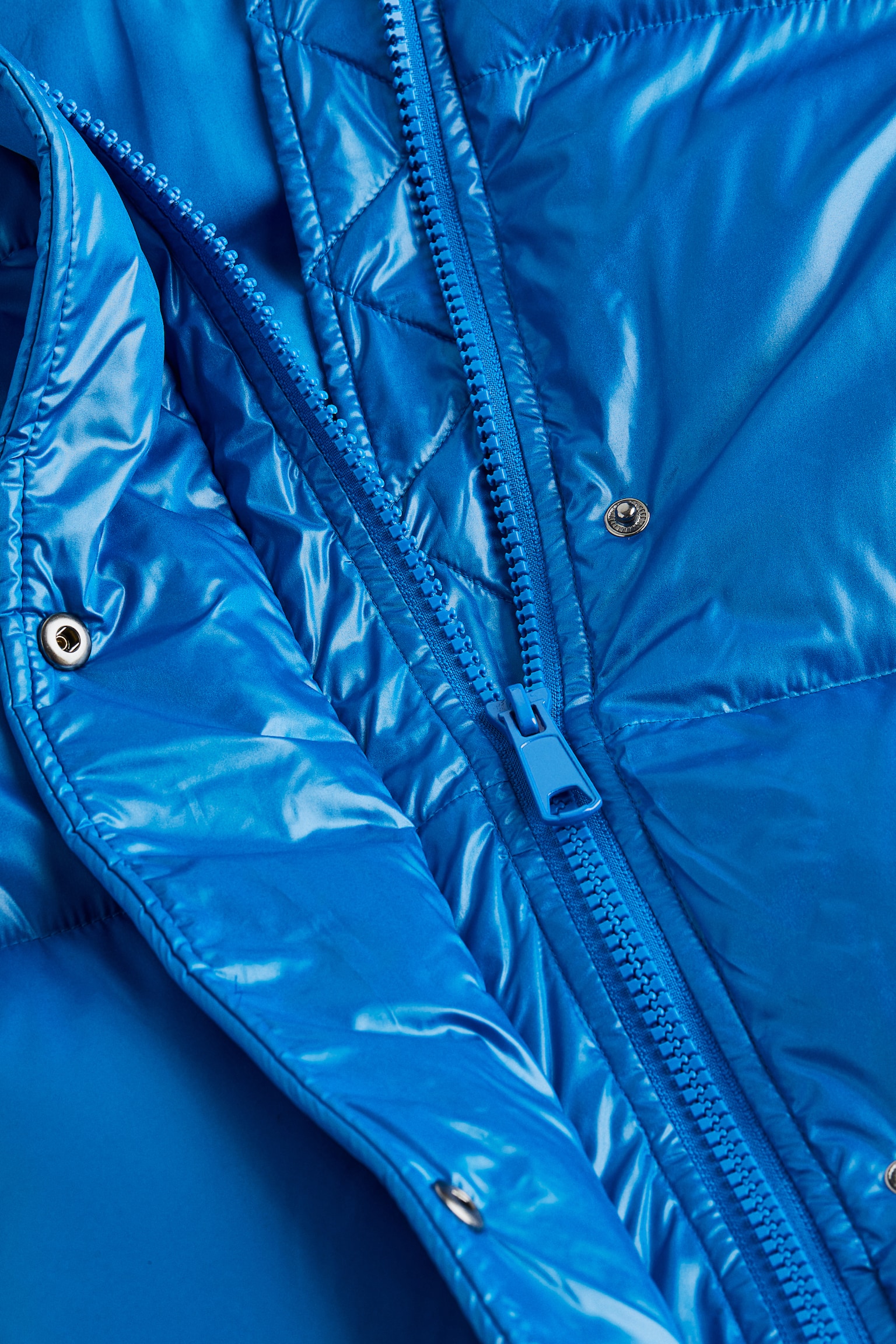 Oversized puffer jacket - Blue/Black/Light beige - 4