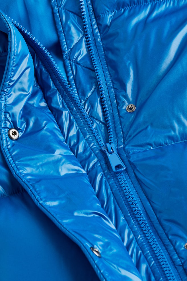 Oversized puffer jacket - Blue/Black/Light beige - 8