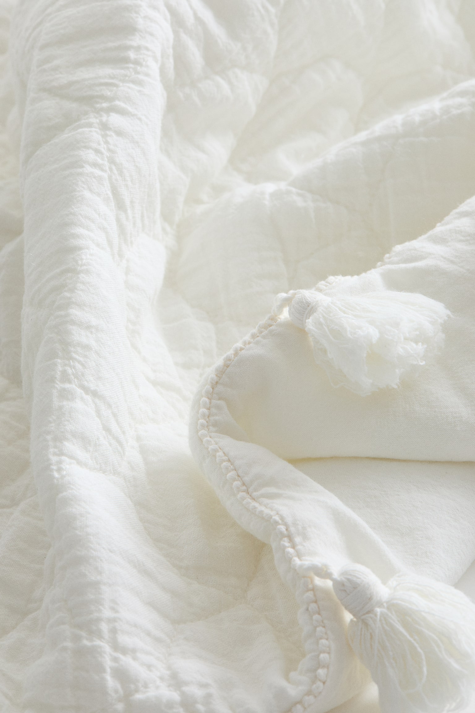 Quilted cushion cover - White/Khaki beige - 4