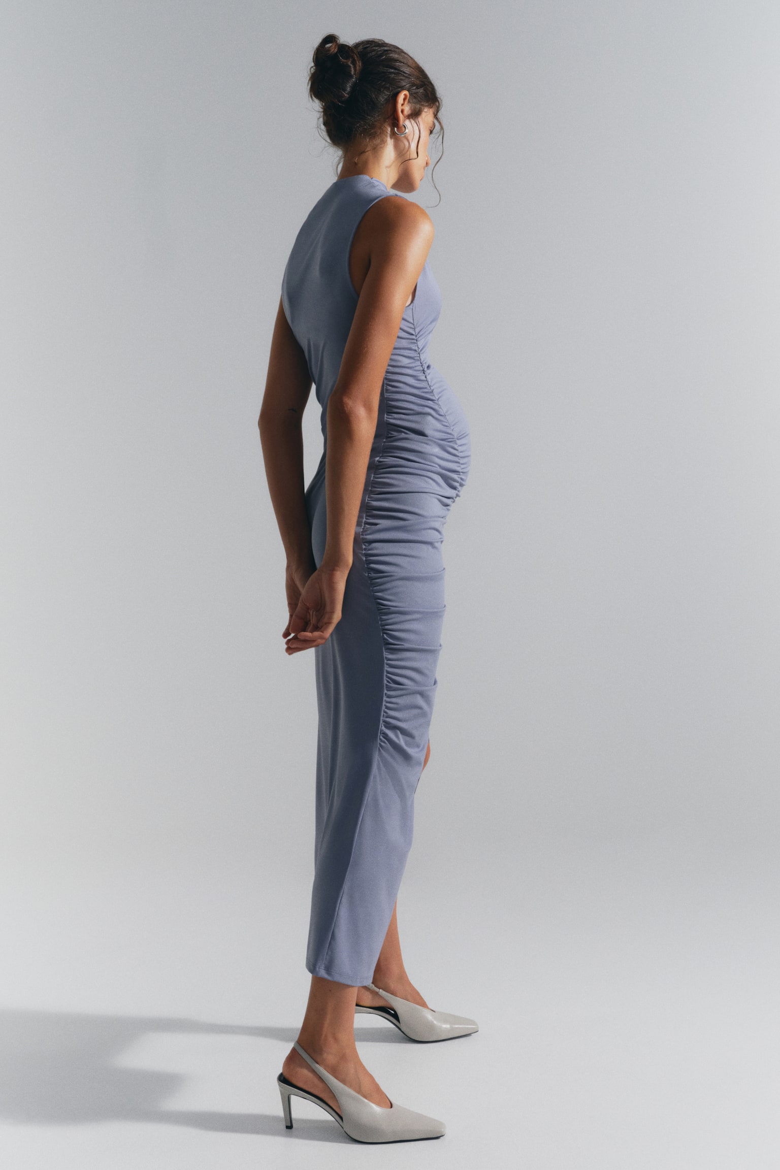 Женское платье H&M Mama Draped Maxi, цвет: Пыльный синий — фото 5
