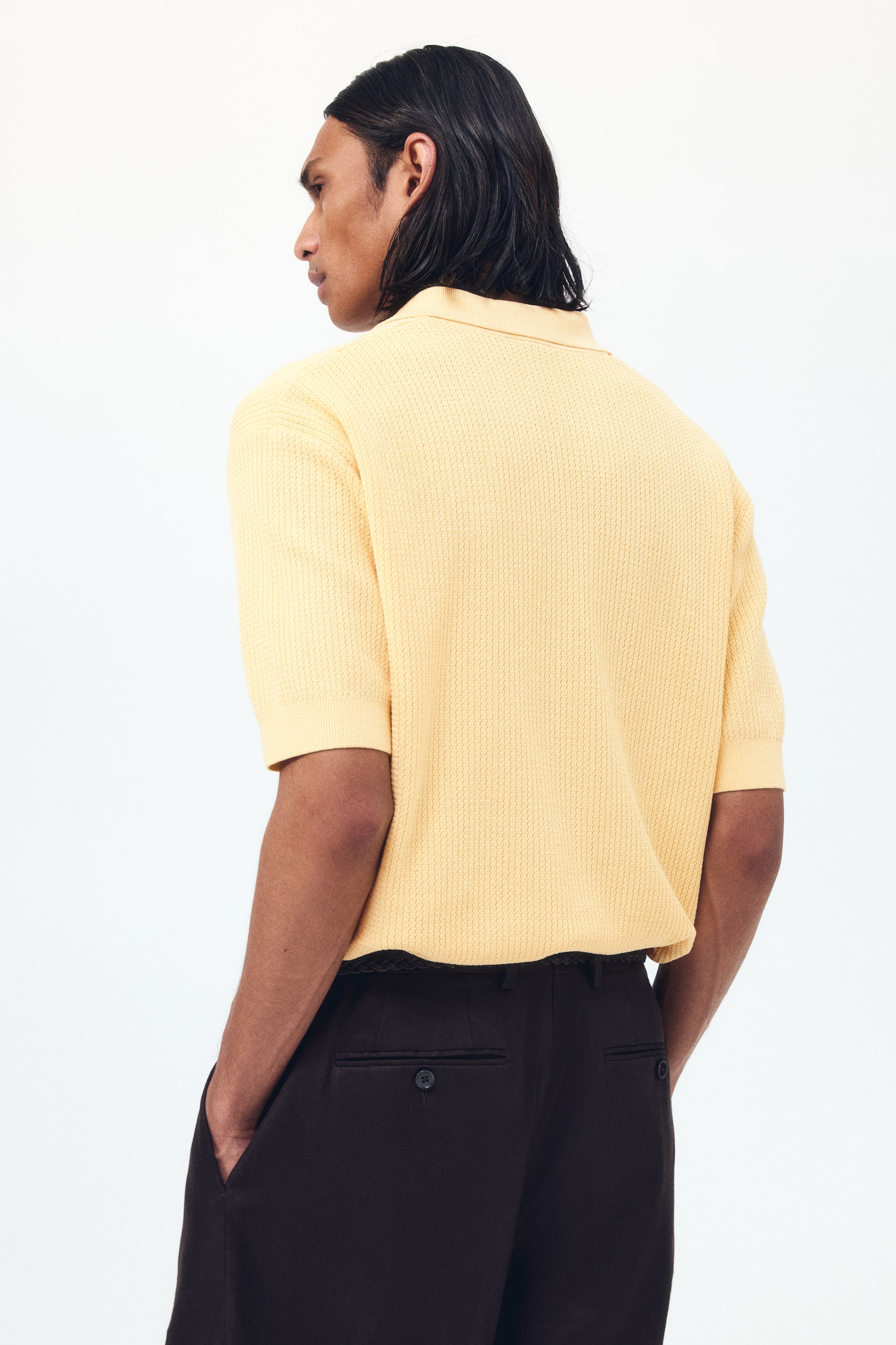 Regular-Fit Cable-Knit Polo Shirt