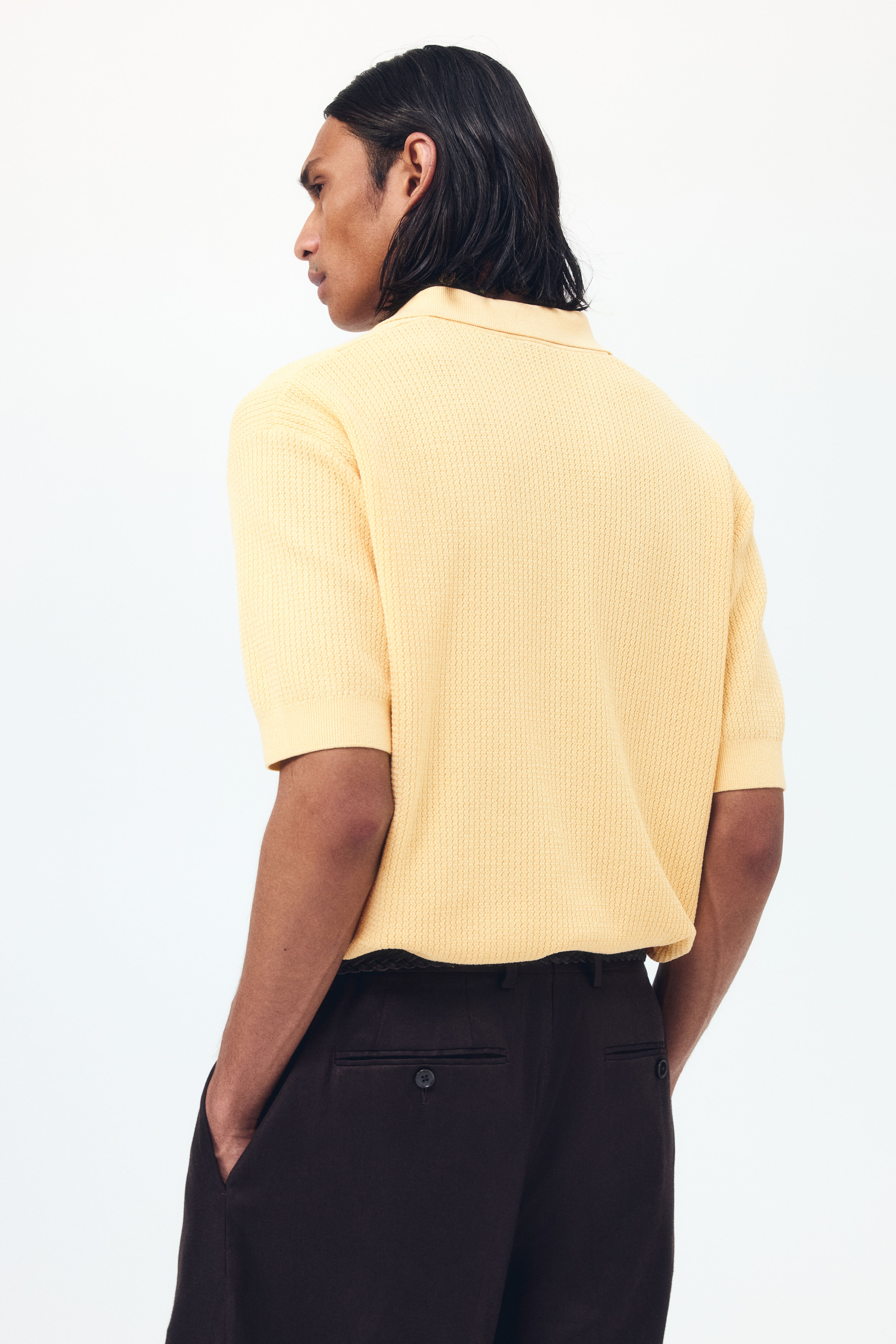 Regular-Fit Cable-Knit Polo Shirt